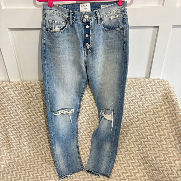 FRAME Denim Le Original High Rise Skinny Rigid Re-Release Distressed Jeans - Picture 1 of 9